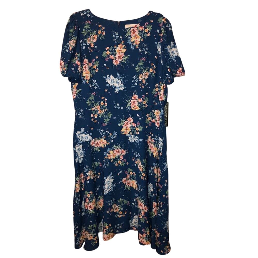 Loft Teal  Boho CottageCore Hippie Floral Short Sleeve Maxi Dress 14W NWT
